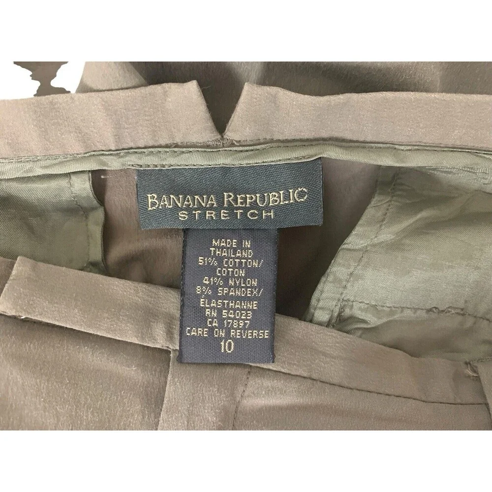 Banana Republic Stretch Pants Women's Sz 10 High Rise Thin Waist Dark Beige Ankl - Picture 5 of 10